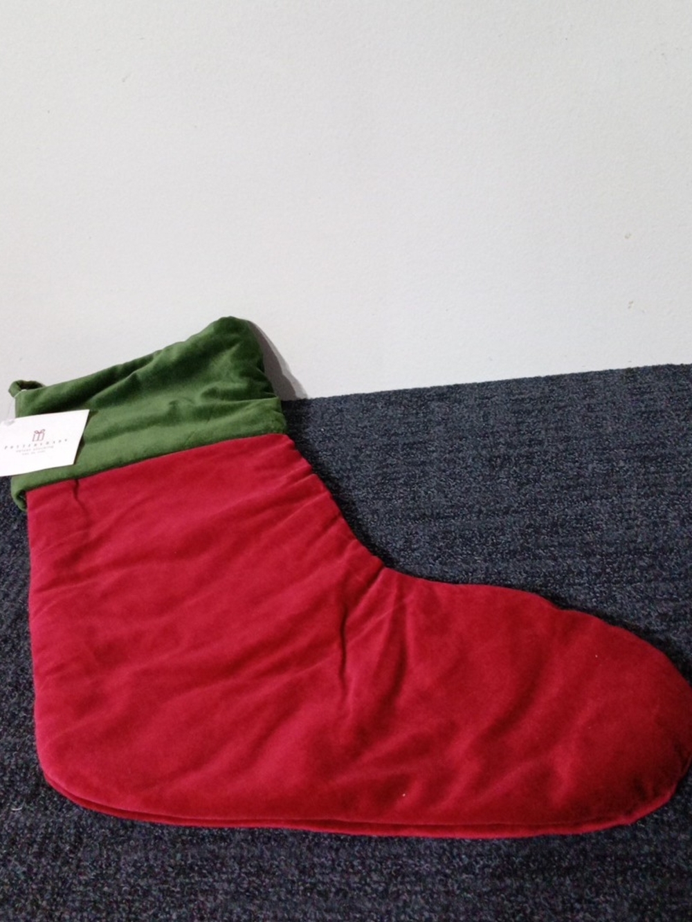 Pottery Barn Green and Red Velvet Holiday Stocking
